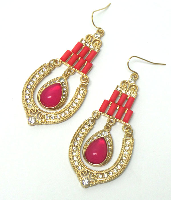 Crystal and baguette stone top earring
