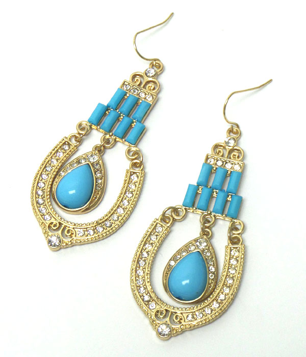 Crystal and baguette stone top earring