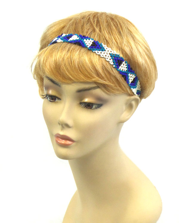 Handmade seed beads chevron pattern stretch headband