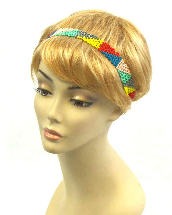 Handmade seed bead colorful stretch headband