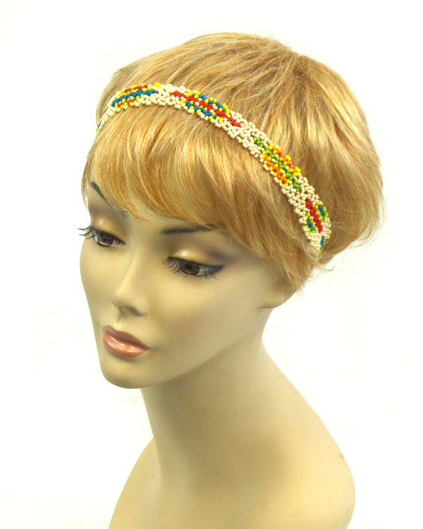 Handmade seed beads stretch headband