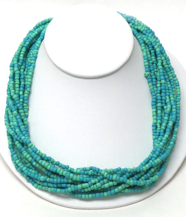 Multi seed beads chain mix necklace