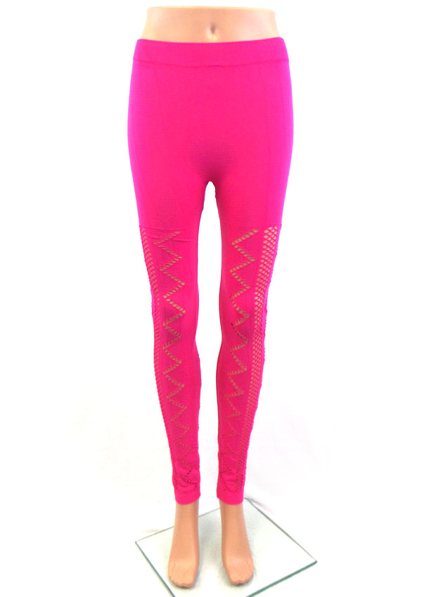 Chevron pattern fishnet elastic leggings
