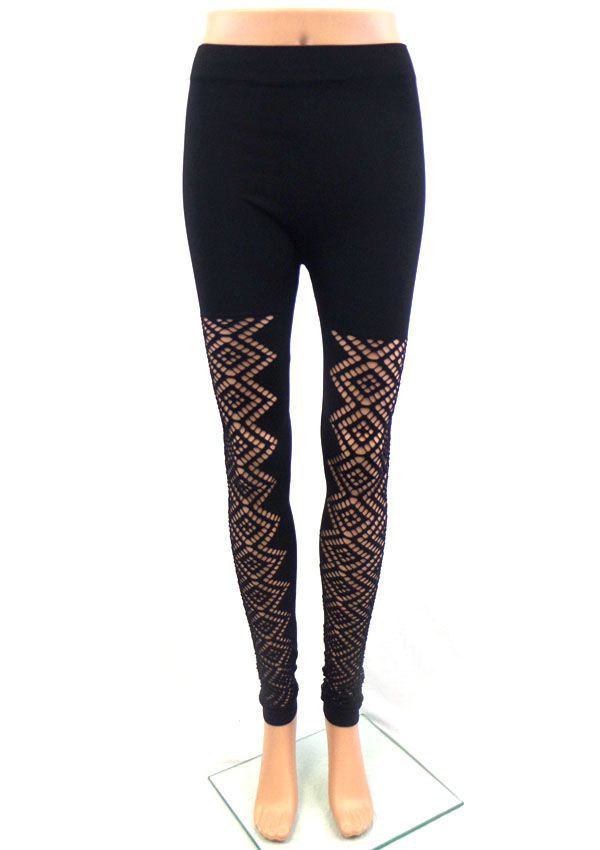 Aztec pattern fishnet elastic leggings -western