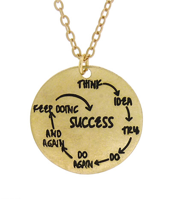 The way to success message pendant necklace