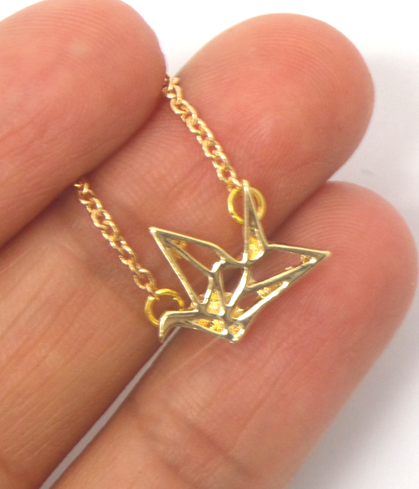 Etsy style paper crane pendant necklace