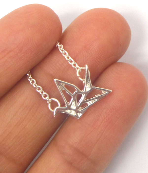 Etsy style paper crane pendant necklace