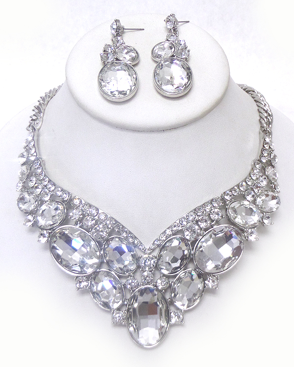 Luxury austrian crystal party necklace set 