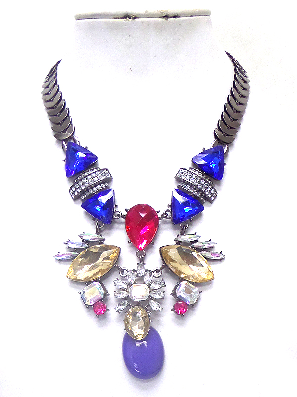 Multi crystal cocktail necklace