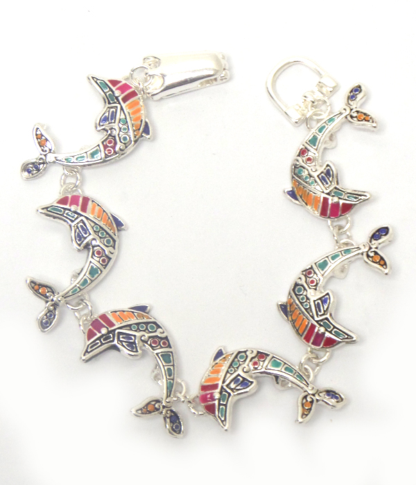 Mosaic dolphin design magnetic bracelet