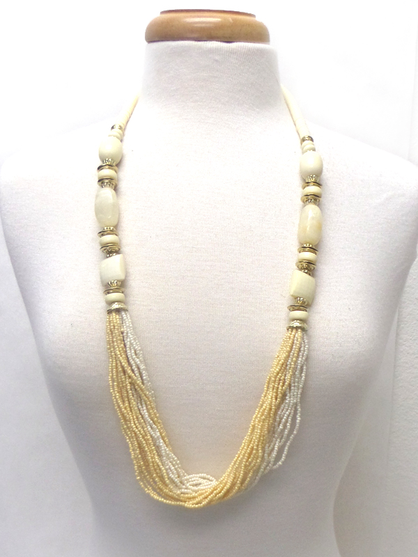 Multi  layer seedbeads with stones necklace set