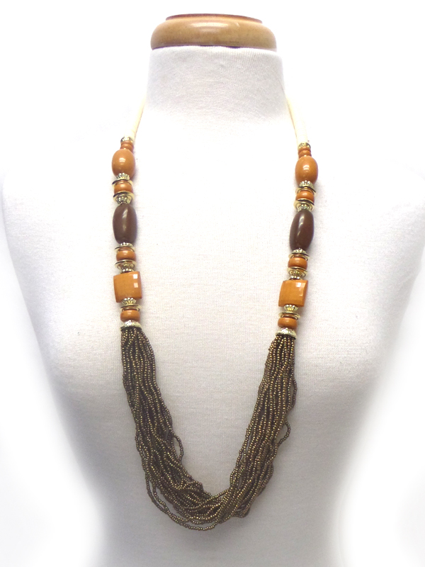 Multi  layer seedbeads with stones necklace set