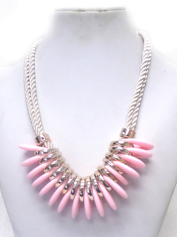 2 LAYER ROPE WITH ACRYLIC AFACET DROP NECKLACE SET 