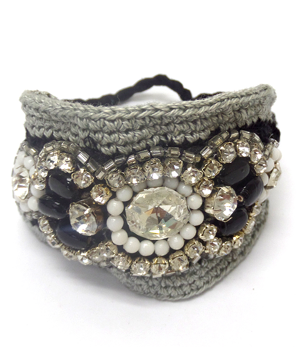 Flower layer seedbeads pull and tie knitted type bracelet