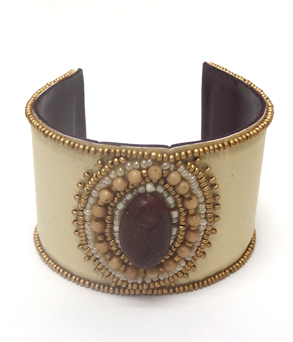 Multi layer leather type cuff bracelet