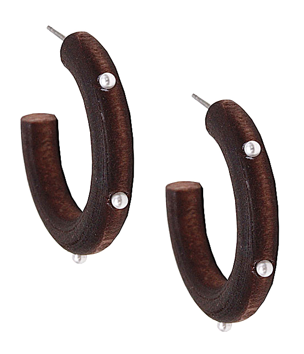 Natural wood hoop earring