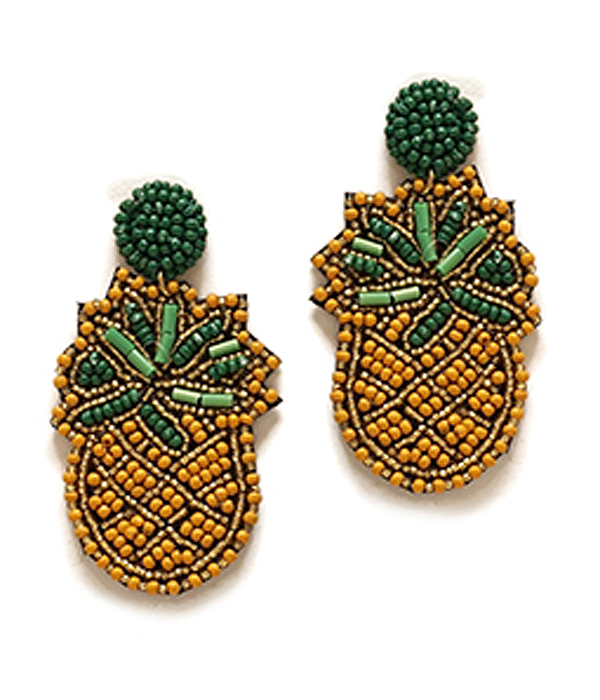 HANDMADE SEEDBEAD PINEAPPLE EARRING
