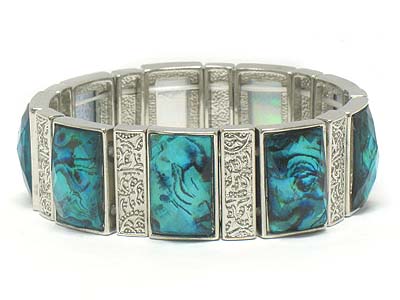 Facet cut acrylic stone and casting metal double stretch bracelet