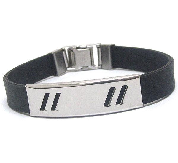 Metal plate and rubber band bracelet