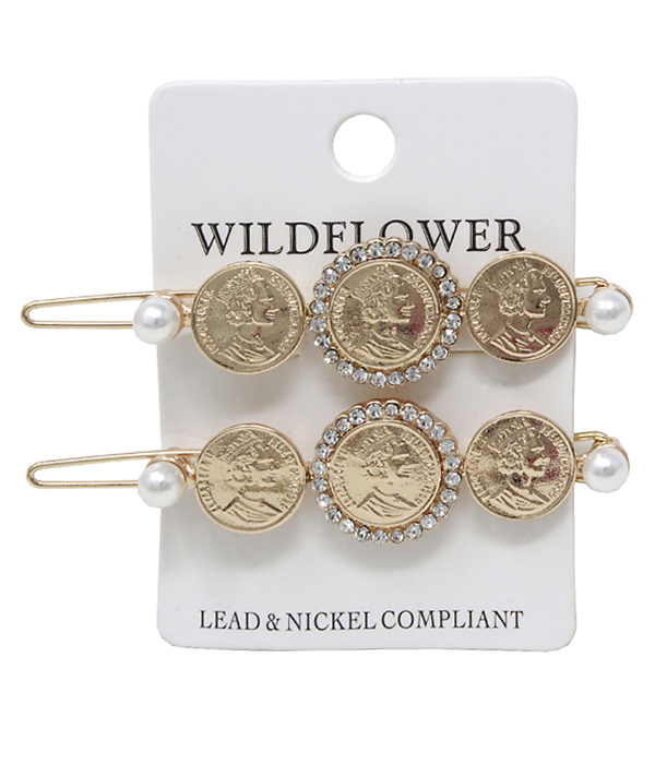 Triple coin hair pin