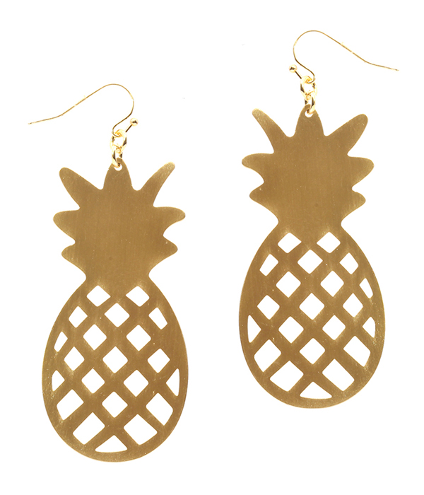 METAL CONTOUR LINE PINEAPPLE EARRING