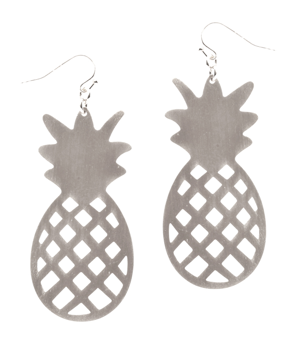 METAL CONTOUR LINE PINEAPPLE EARRING