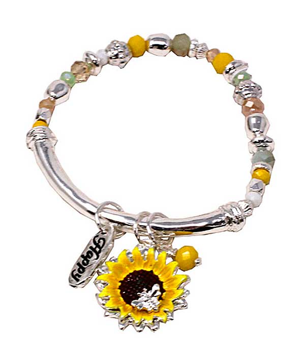 SUNFLOWER CHARM STRETCH BRACELET