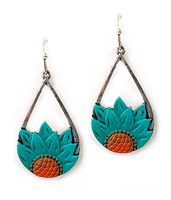 Sunflower teardrop earring