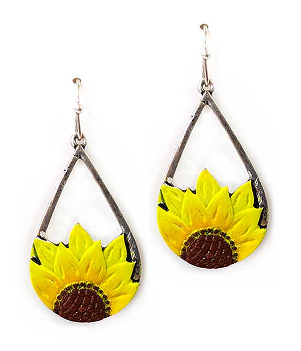 Sunflower teardrop earring