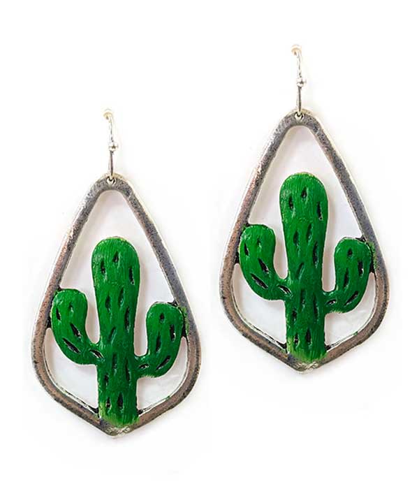 Cactus teardrop earring
