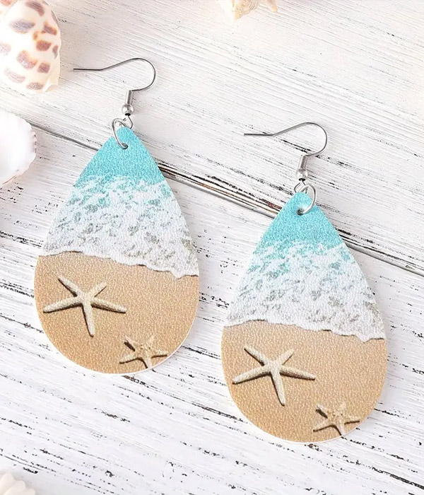 Leather beach theme earring