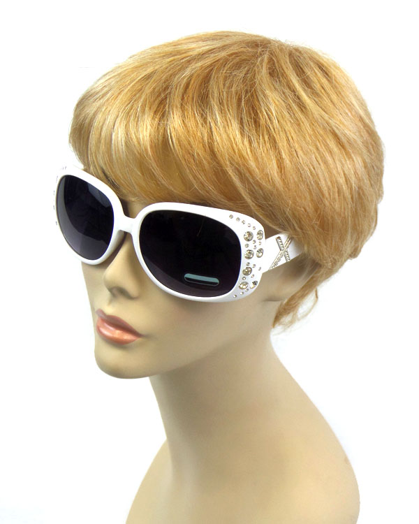 Crystal accent glamour frame sunglasses - uv protection
