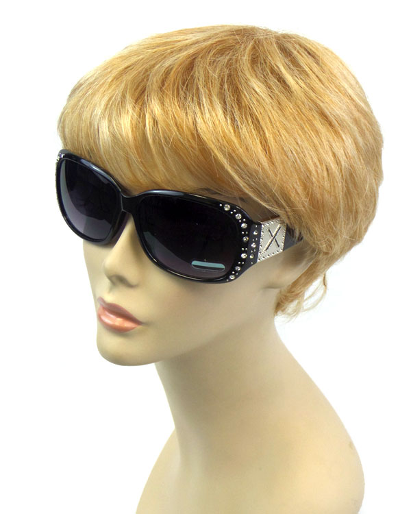Crystal accent glamour frame sunglasses - uv protection