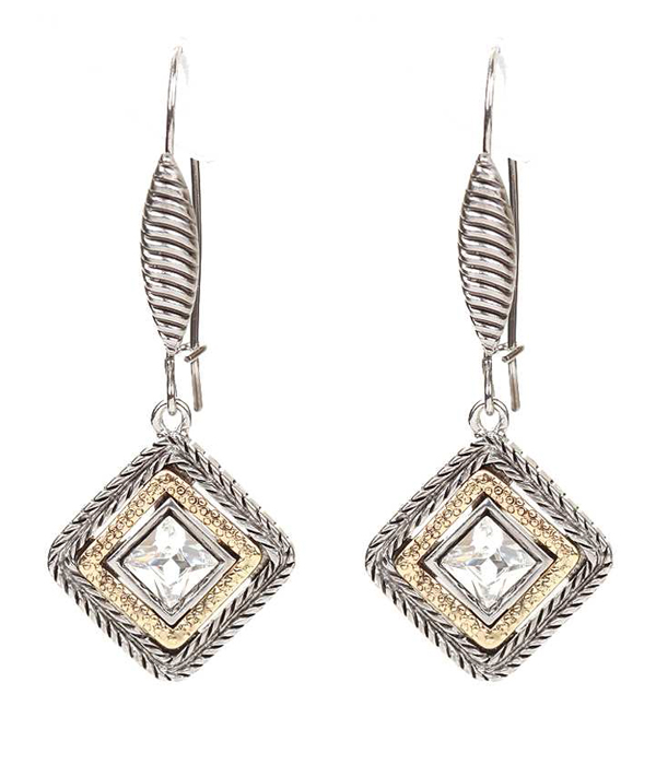 Square woven casting drop earring