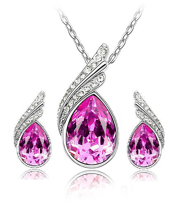 Teardrop crystal necklace set