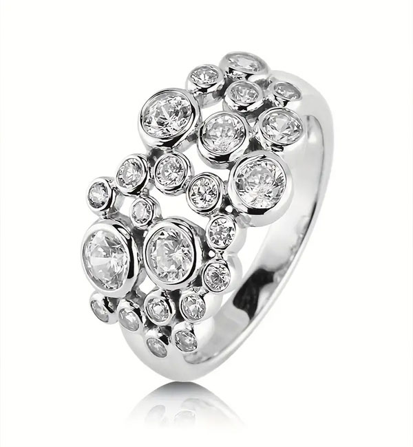 Multi bubble crysal ring