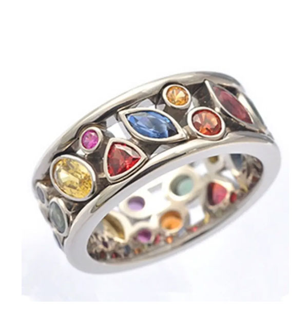 Multi crystal mix party band ring