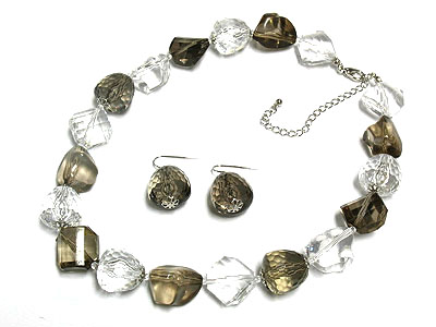Lucite multi ice bead necklace set