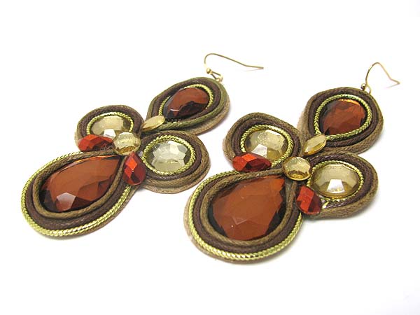 EXTRA LARGE FACET STONE FABRIC BACK EARRING