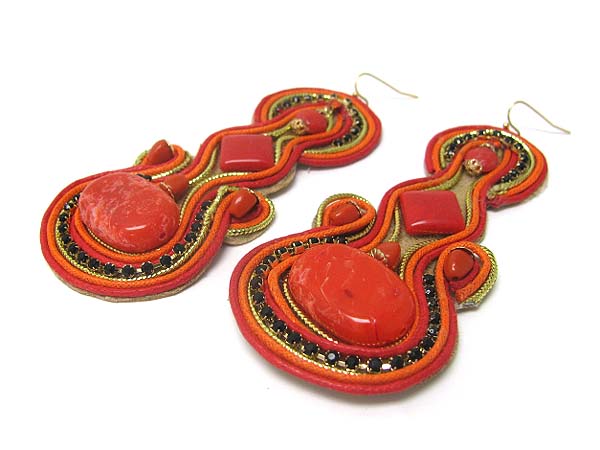 Extra large crystal and facet stone fabric back earring