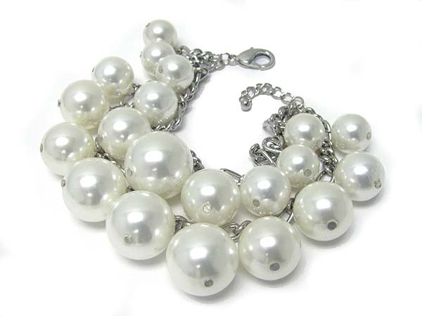 Pearl ball and metal chain link bracelet
