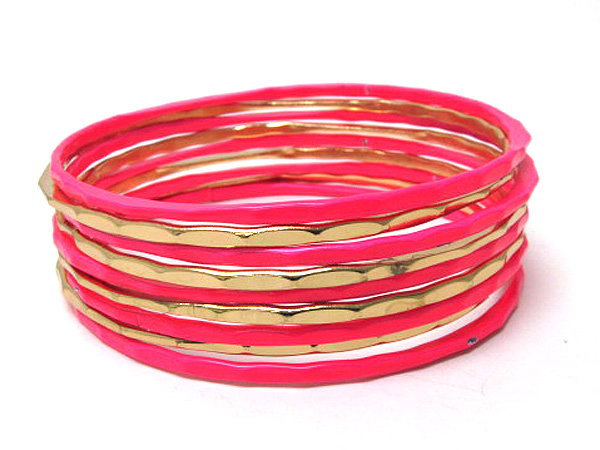 MULTI METAL ARCHITECTURAL COLORFUL FASHION STYLE BANGLE BRACELET