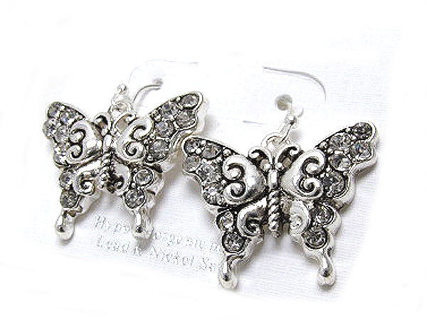 Crystal metal butterfly earring