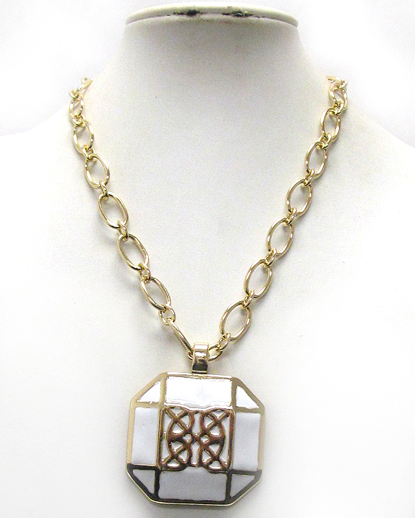 EPOXY DECO DESIGNER PATTERN PENDANT NECKLACE