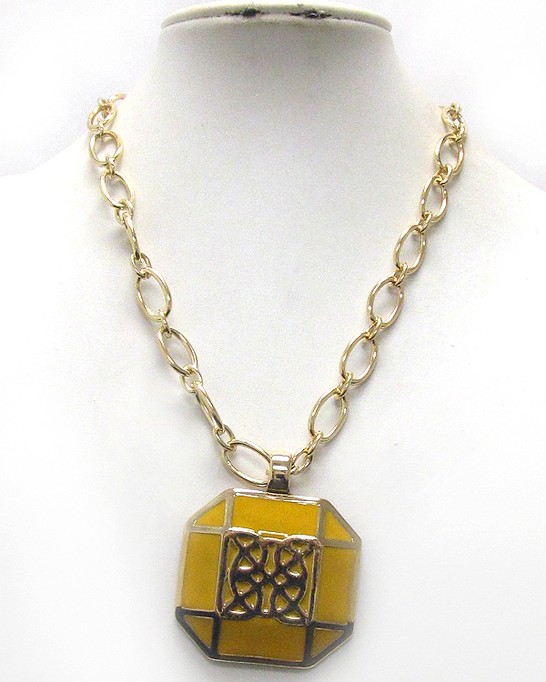 EPOXY DECO DESIGNER PATTERN PENDANT NECKLACE