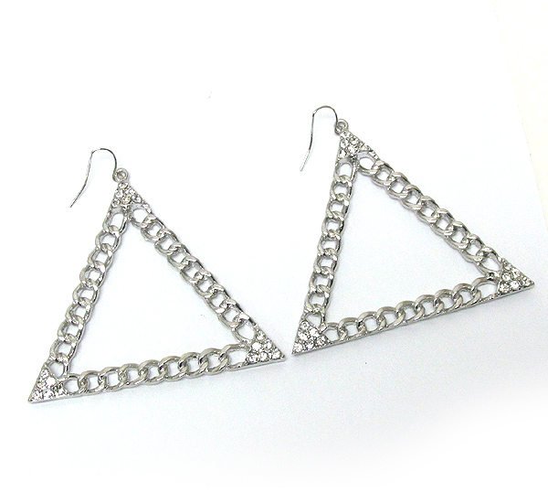 Crystal deco apex chain triangle drop earring
