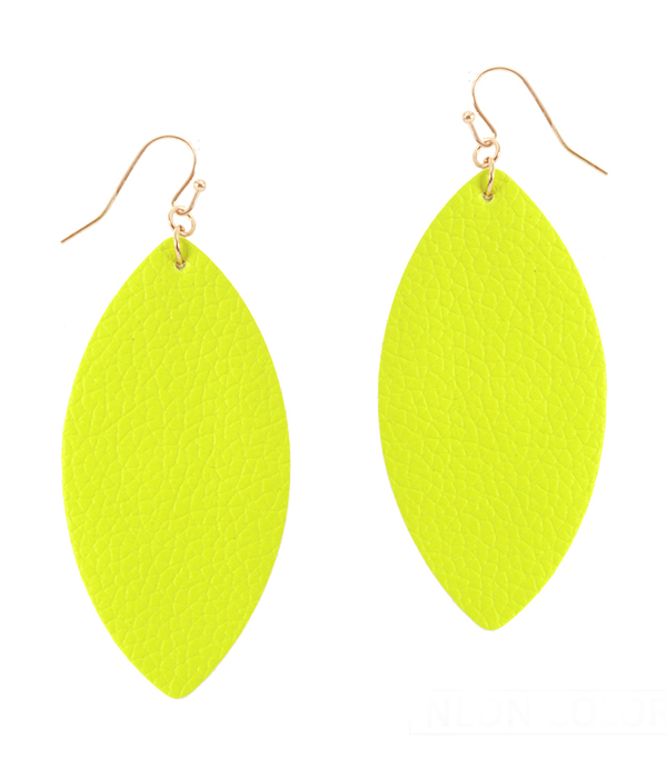 FAUX LEATHER MARQUISE NEON EARRING