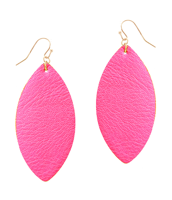 Faux leather marquise neon earring