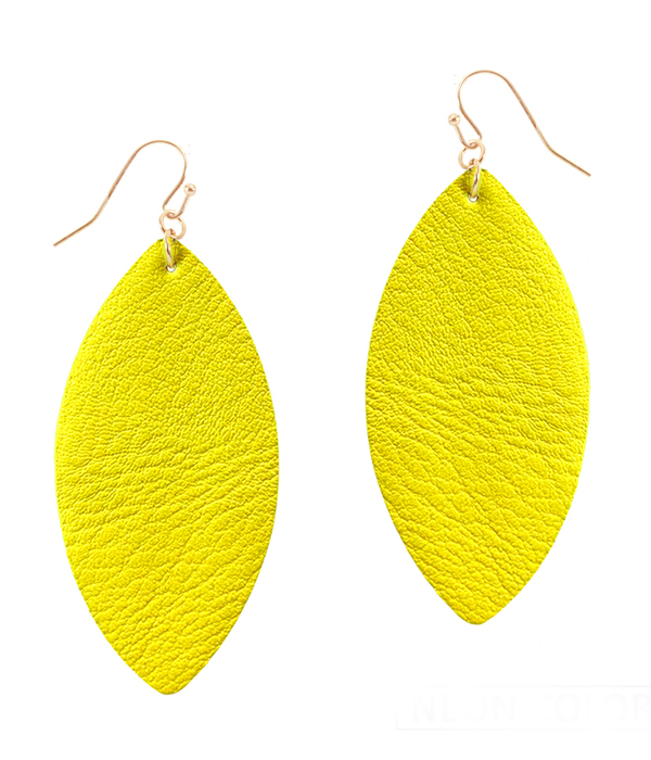 FAUX LEATHER MARQUISE NEON EARRING