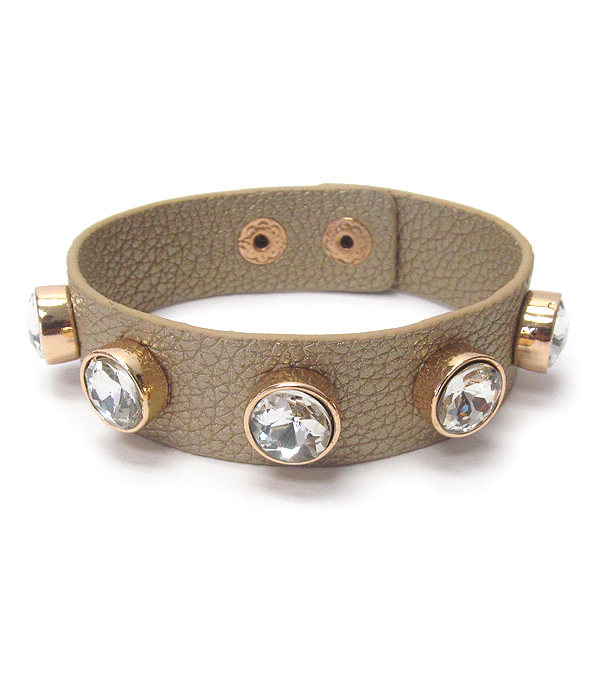 CRYSTAL STUD LEATHERETTE BUTTON BRACELET